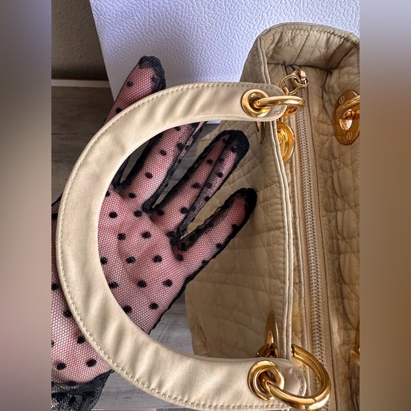 Dior Lady Dior Cannage Nylon Handbag Beige - Picture 17 of 17